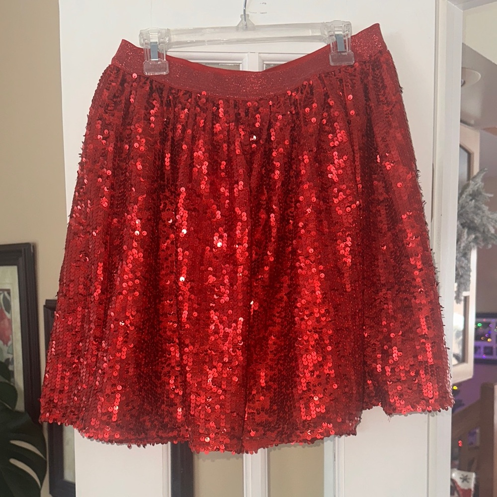 Cat & Jack Sparkling Red Sequin Skirt